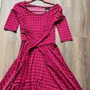 Leota pink red bright spring dress A line
